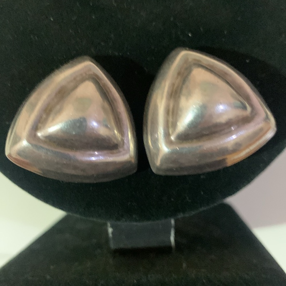 Vintage Solid Sterling Silver 925 Double Triangle… - image 3